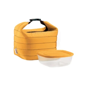 Bolsa térmica com recipiente hermético, prática e ideal para levar para qualquer lugar.